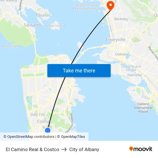 El Camino Real & Costco to City of Albany map