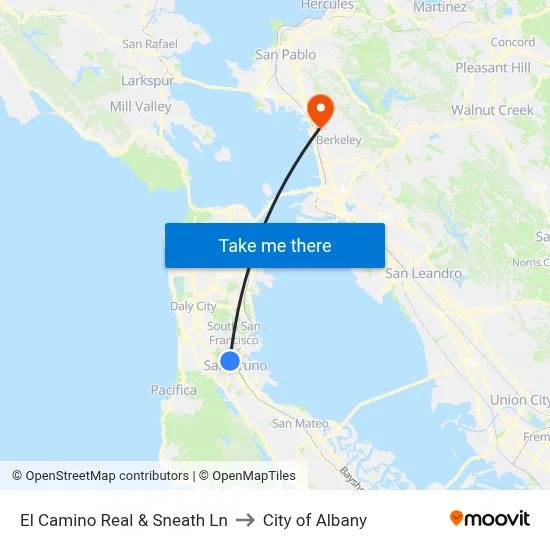 El Camino Real & Sneath Ln to City of Albany map