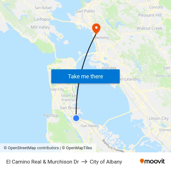El Camino Real & Murchison Dr to City of Albany map