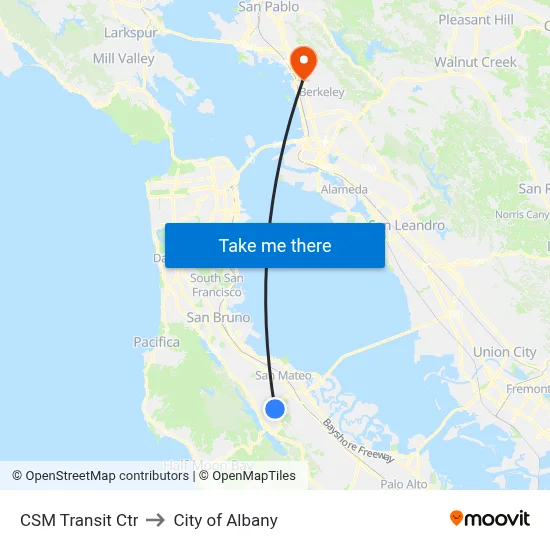 CSM Transit Ctr to City of Albany map
