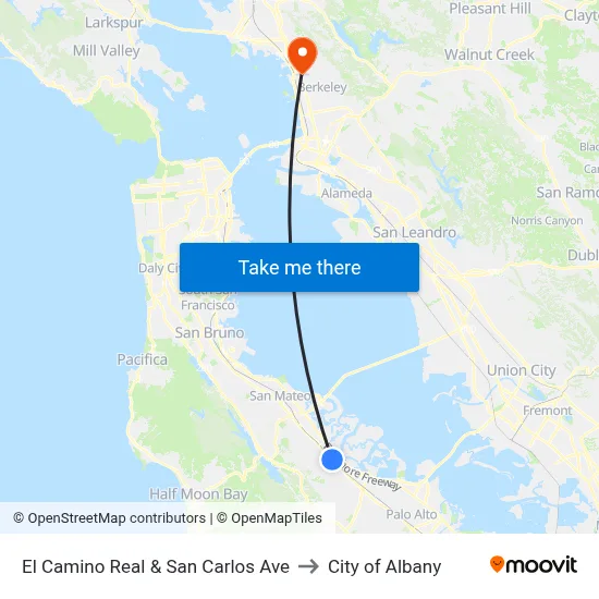 El Camino Real & San Carlos Ave to City of Albany map