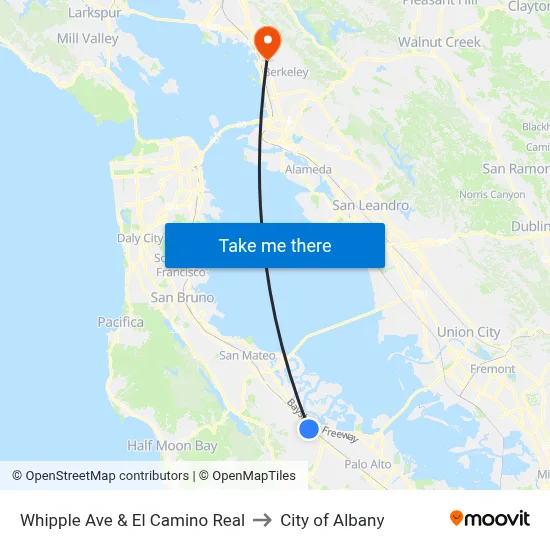 Whipple Ave & El Camino Real to City of Albany map