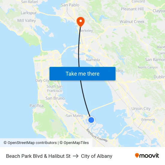Beach Park Blvd & Halibut St to City of Albany map