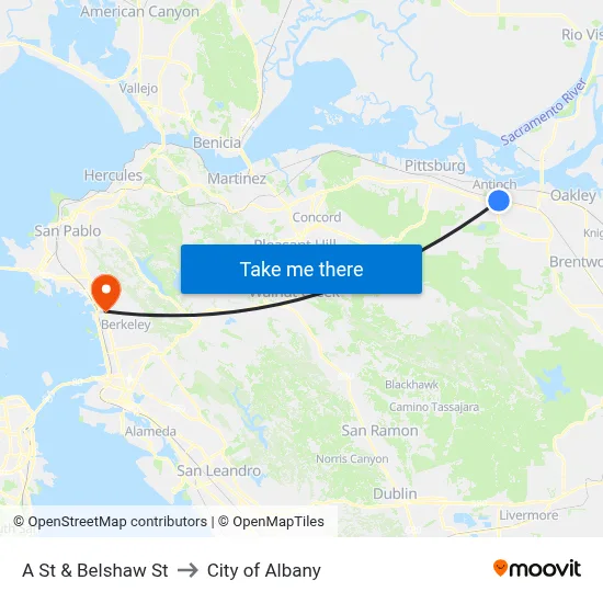 A St & Belshaw St to City of Albany map