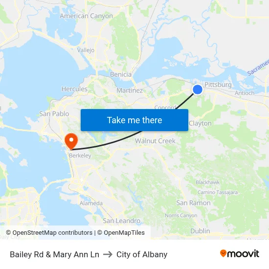 Bailey Rd & Mary Ann Ln to City of Albany map