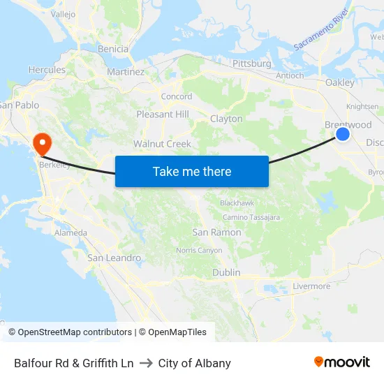 Balfour Rd & Griffith Ln to City of Albany map