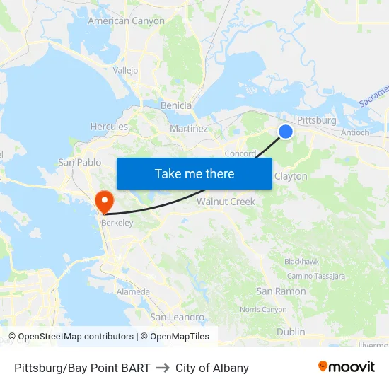 Pittsburg/Bay Point BART to City of Albany map