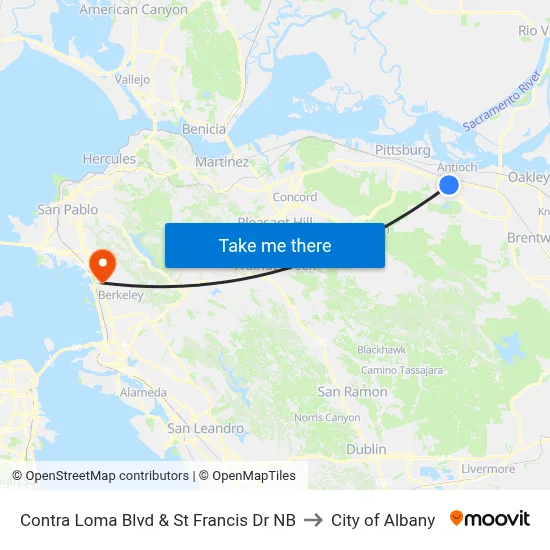 Contra Loma Blvd & St Francis Dr NB to City of Albany map