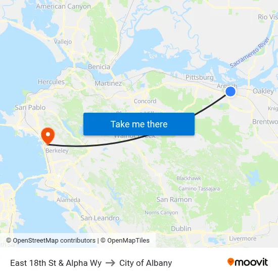 East 18th St & Alpha Wy to City of Albany map