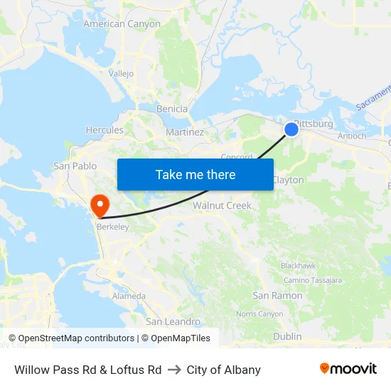 Willow Pass Rd & Loftus Rd to City of Albany map