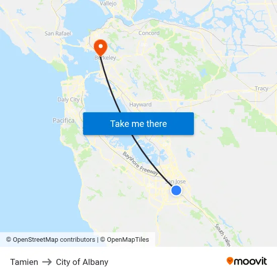 Tamien to City of Albany map