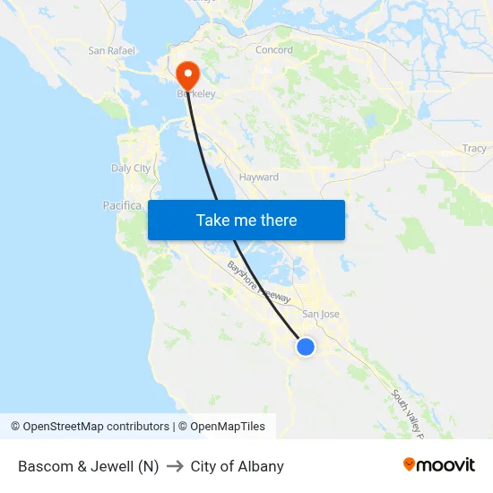 Bascom & Jewell (N) to City of Albany map