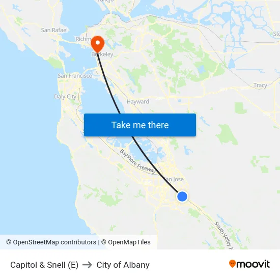 Capitol & Snell (E) to City of Albany map