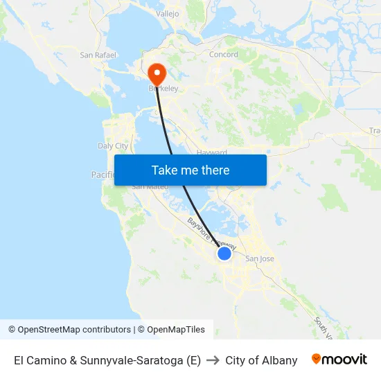 El Camino & Sunnyvale-Saratoga (E) to City of Albany map