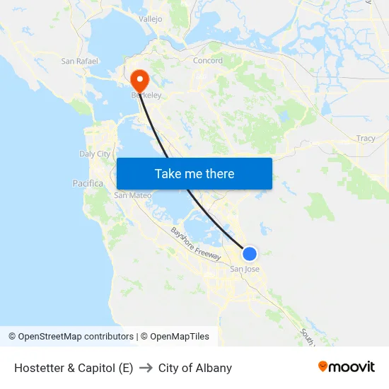 Hostetter & Capitol (E) to City of Albany map
