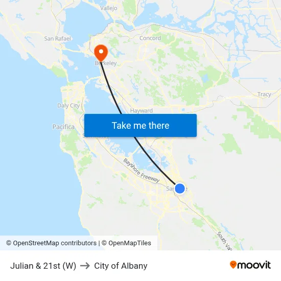 Julian & 21st (W) to City of Albany map