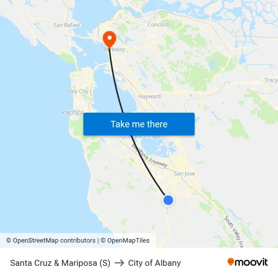 Santa Cruz & Mariposa (S) to City of Albany map