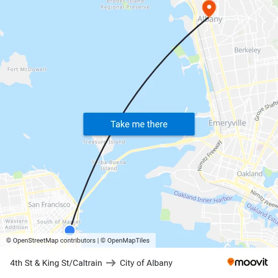 4th St & King St/Caltrain to City of Albany map