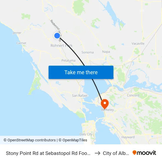 Stony Point Rd at Sebastopol Rd Food Maxx to City of Albany map