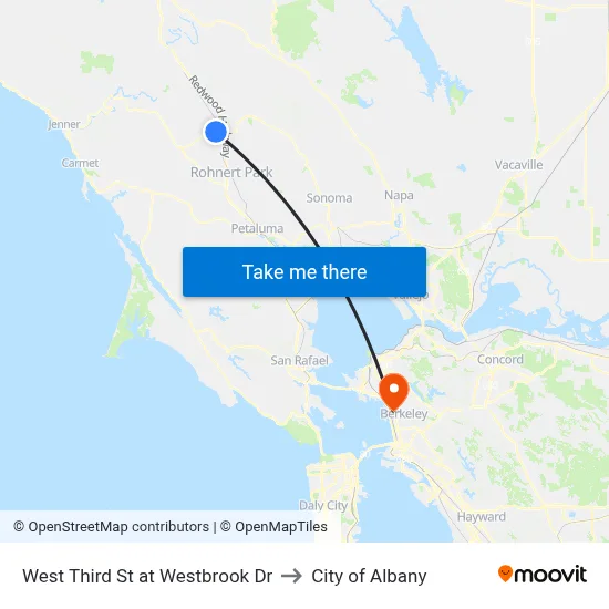West Third St at Westbrook Dr to City of Albany map