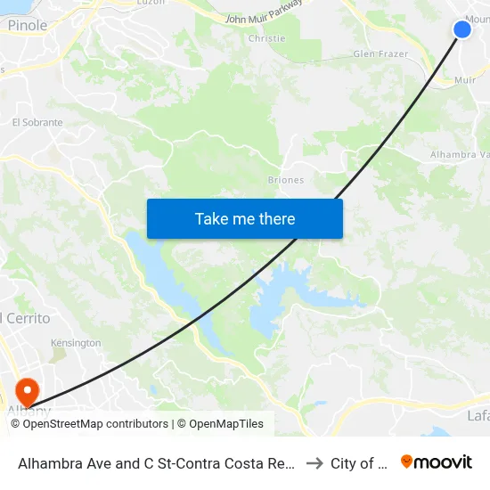 Alhambra Ave and C St-Contra Costa Regional Medical Center to City of Albany map