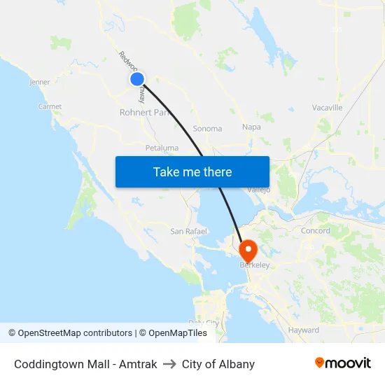 Coddingtown Mall - Amtrak to City of Albany map