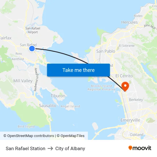 San Rafael Station to City of Albany map