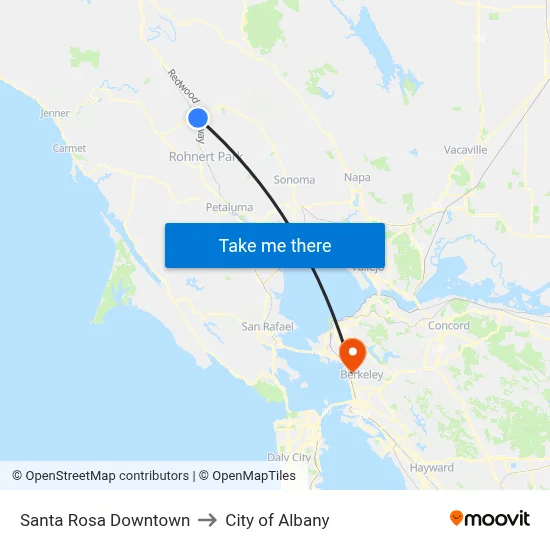 Santa Rosa Downtown to City of Albany map