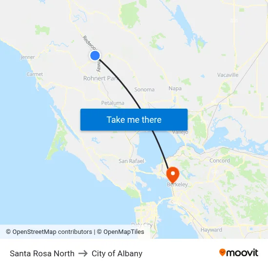 Santa Rosa North to City of Albany map