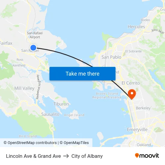 Lincoln Ave & Grand Ave to City of Albany map