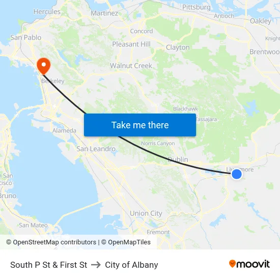South P St & First St to City of Albany map