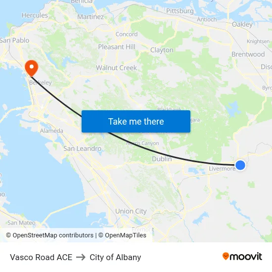 Vasco Road ACE to City of Albany map