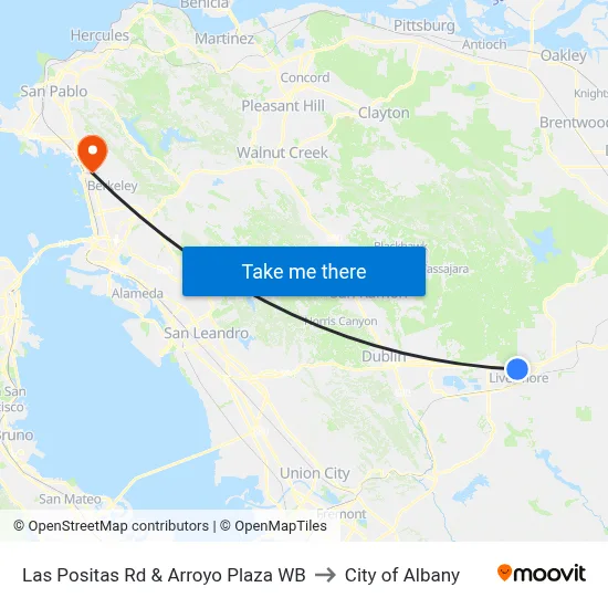 Las Positas Rd & Arroyo Plaza WB to City of Albany map