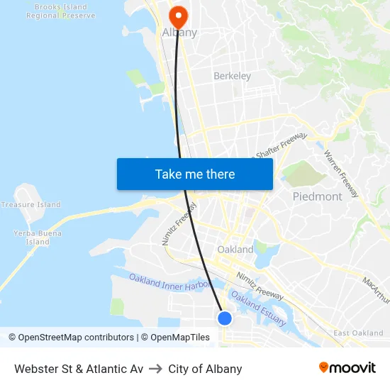 Webster St & Atlantic Av to City of Albany map