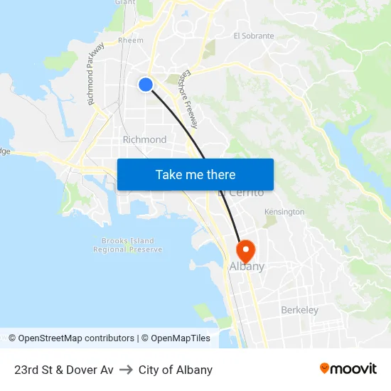 23rd St & Dover Av to City of Albany map
