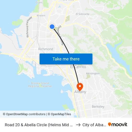 Road 20 & Abella Circle (Helms Mid Sch) to City of Albany map