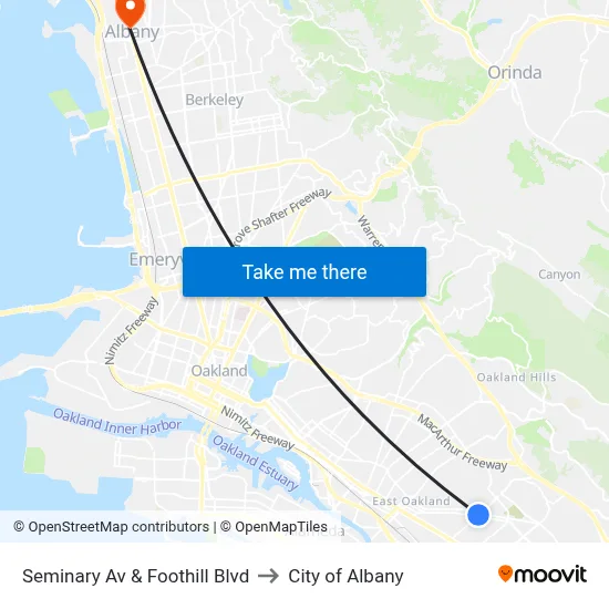 Seminary Av & Foothill Blvd to City of Albany map