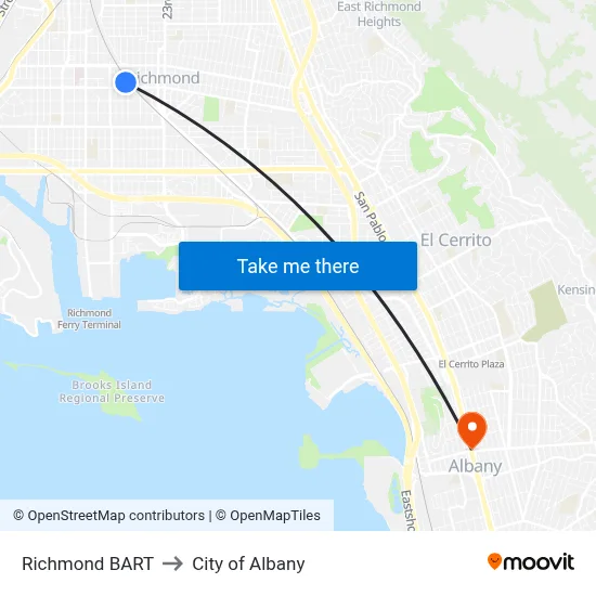 Richmond BART to City of Albany map