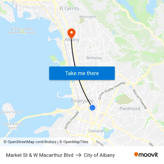 Market St & W Macarthur Blvd to City of Albany map