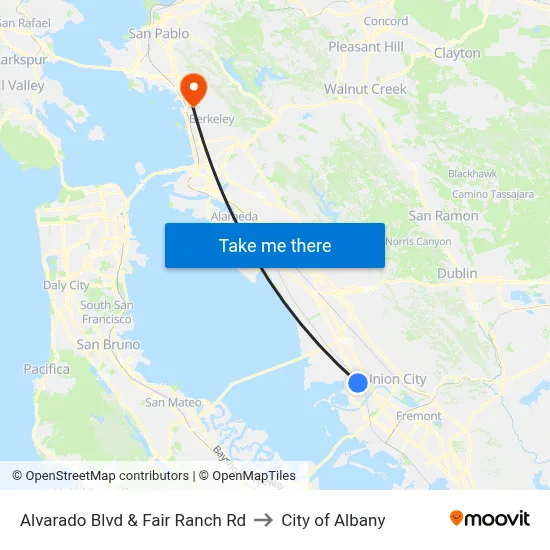 Alvarado Blvd & Fair Ranch Rd to City of Albany map