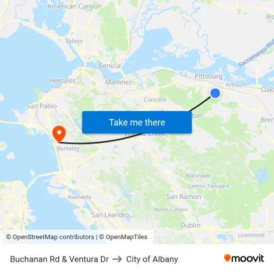 Buchanan Rd & Ventura Dr to City of Albany map