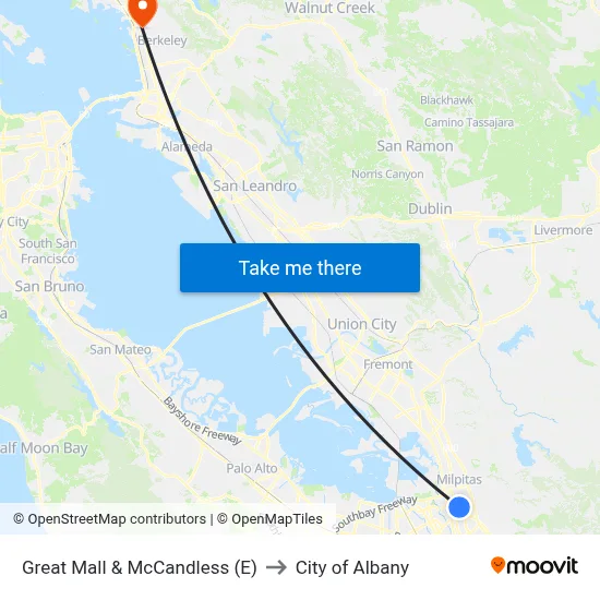 Great Mall & McCandless (E) to City of Albany map