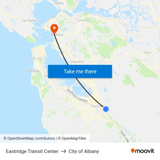 Eastridge Transit Center to City of Albany map