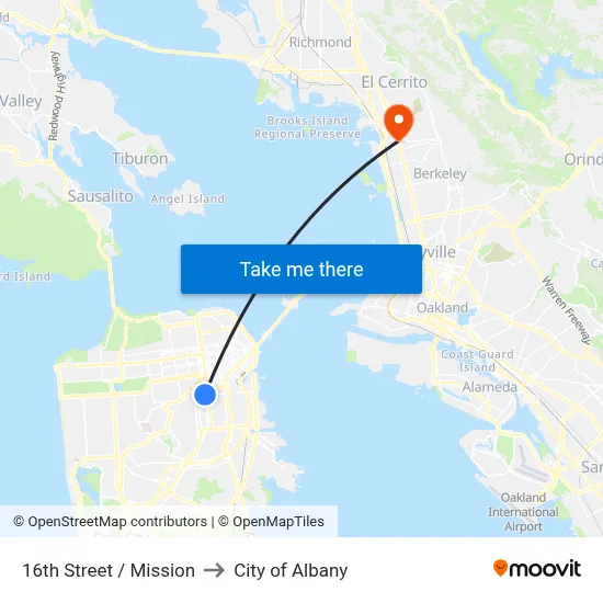 16th Street / Mission to City of Albany map