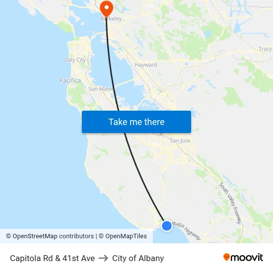 Capitola Rd & 41st Ave to City of Albany map