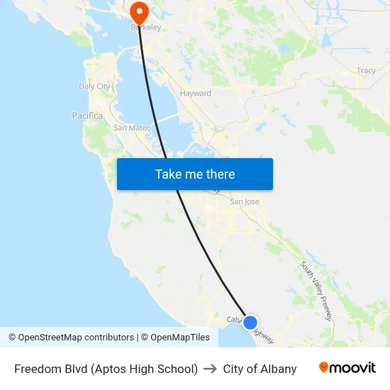 Freedom Blvd (Aptos High School) to City of Albany map