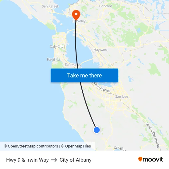 Hwy 9 & Irwin Way to City of Albany map
