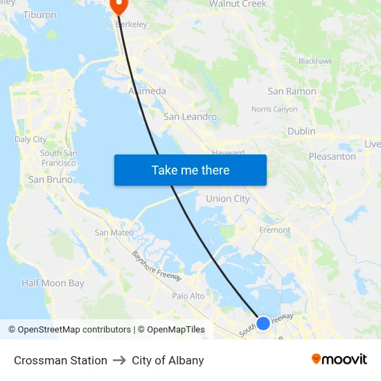 Crossman Station to City of Albany map