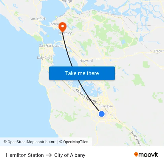 Hamilton Station to City of Albany map