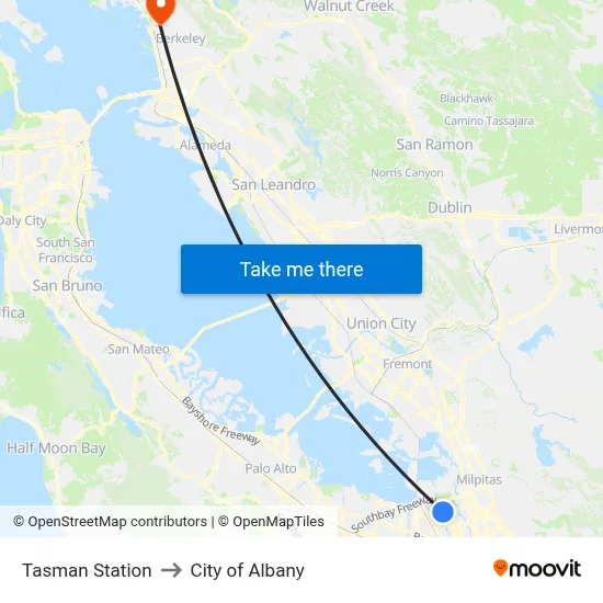 Tasman Station to City of Albany map